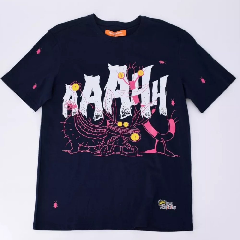 AAAHH!!! Real Monsters Men's Double Sided Graphic Nickelodeon Shirt Large 90s